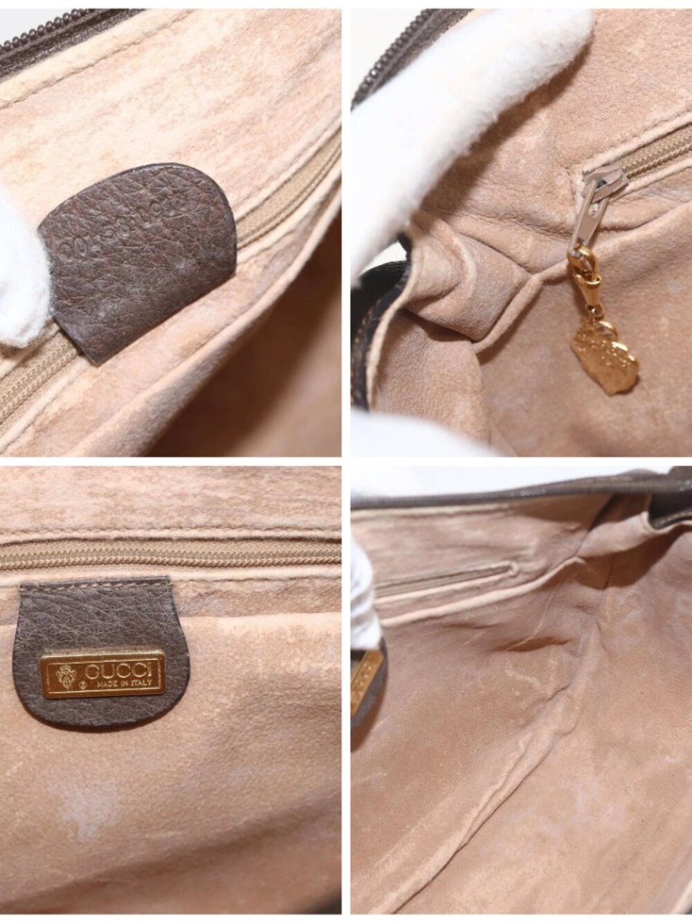 GUCCI GG Supreme Web Sherry Line Shoulder Bag PVC Beige Gold Auth 160559 - Picture 15 of 16